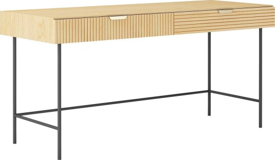 Skrivebord HOME4YOU Bassel 120x60x75 cm 3D melamin - lys tre / svart / gull