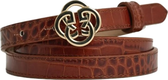 Gant Monogram Buckle Slim Croco Belt Brown 100