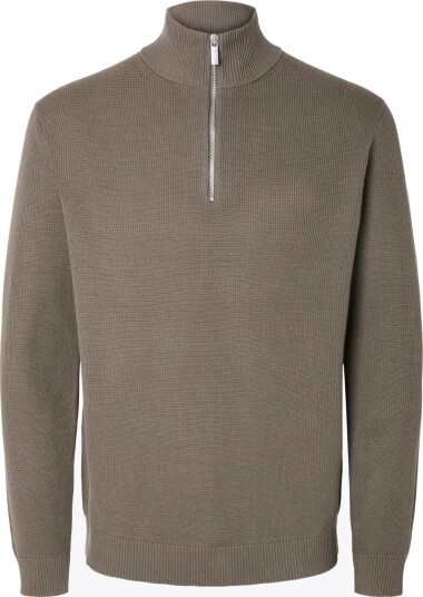 Selected Homme Dane Long Sleeve Knit Structure Half Zip Brun XXL Selected Homme Dane Long Sleeve Knit Structure Half Zip Brun XXL