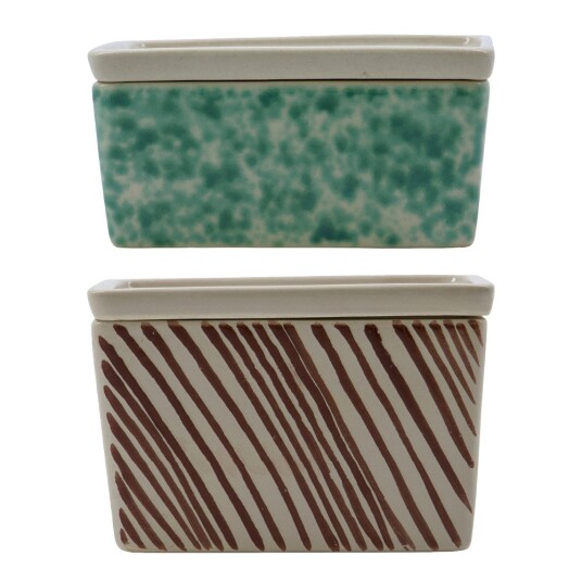 House Doctor Diva oppbevaringsbokser 2 stk grønn/brun House Doctor Diva oppbevaringsbokser 2 stk grønn/brun