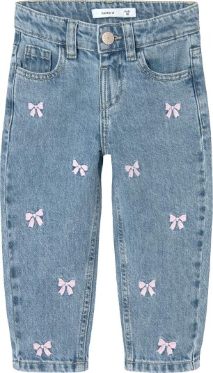 Name It Medium Blue Denim Bows Bella Mom Embroidery Jeans Noos 98