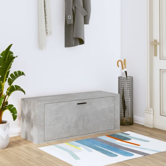vidaXL Veggmontert skoskap betonggr? 100x35x38 cm konstruert tre