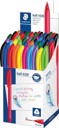 Kuglepen Staedtler® 4320, Medium, 10 Farver, Pakke A 50 Stk.