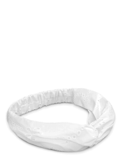 SUI AVA Floral Broderie Twist Headband   White   ONE SIZE