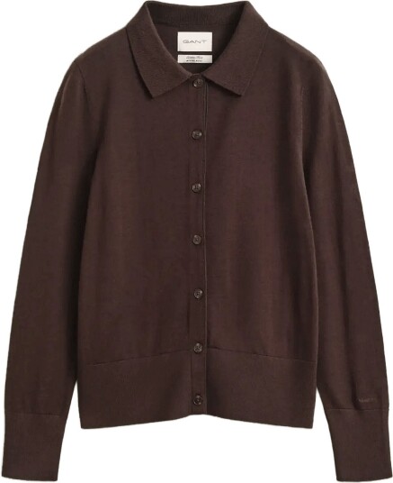 Gant Extrafine Merino Cardigan Brown L