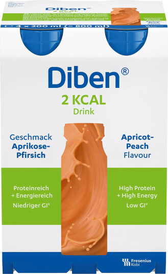 Diben 2 KCAL Drink næringsdrikk aprikos-fersken 4x200 ml