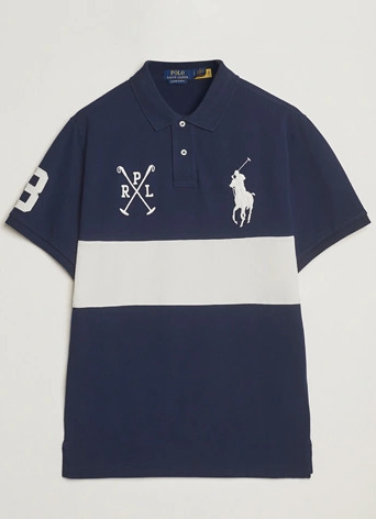 Polo Ralph Lauren Custom Slim Block Stripe Polo Newport Navy/Nevis
