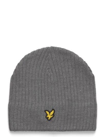 Lyle & Scott Knitted Ribbed Beanie - Grey - ONE SIZE