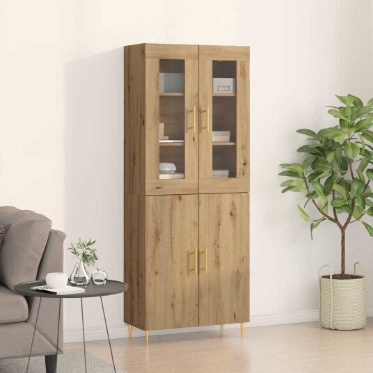Highboard Håndlaget Eik 69.5x34x180 cm Konstruert Tre