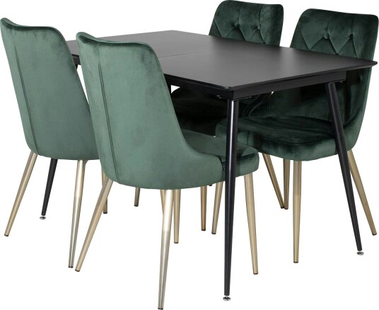 Spisegruppe Venture Home Silvia med Innleggsplate og 4 Vera Stoler Fløyel