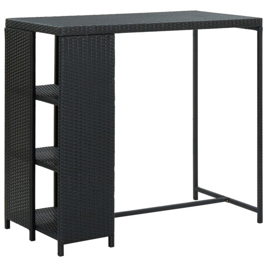vidaXL Barbord med oppbevaringsstativ svart 120x60x110 cm polyrotting vidaXL Barbord med oppbevaringsstativ svart 120x60x110 cm polyrotting