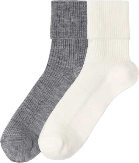 Lindex 2 Pack Ribbed Socks In Merino Wool Blend White 37/39
