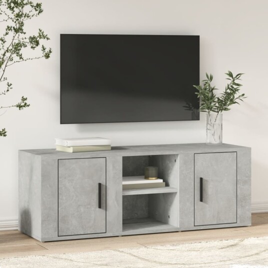 TV benk betonggrå 100x31,5x35 cm konstruert tre TV benk betonggrå 100x31,5x35 cm konstruert tre