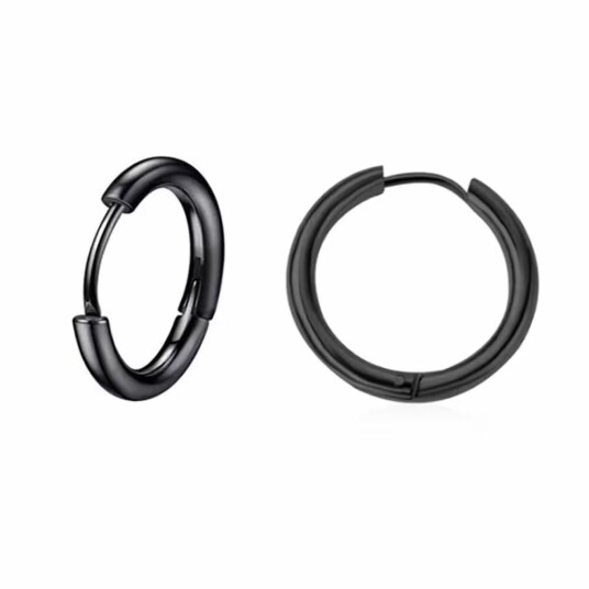2-pack svart ørering nese ring piercing smykker ringmetall