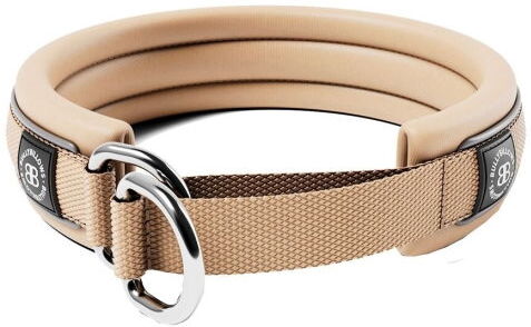 Bullybillows Hundehalsbånd Halvstrup Beige Reflekterende 3 cm (Xs)