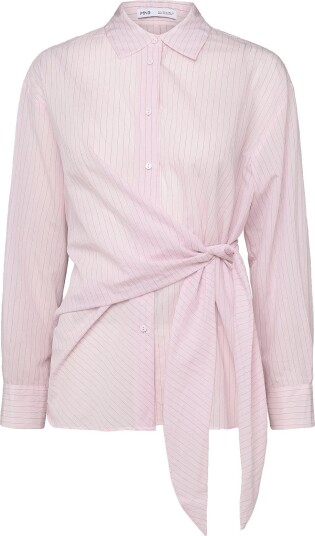 Mango Striped Blouse With Bow Detail Pink XS