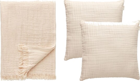 Decotique Crinkle Pute & Pledd Sett Beige