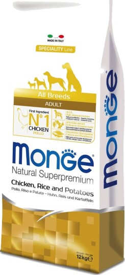Monge Superpremium Dog Tørrfôr Natural Superpremium Ris Og Poteter Kylling 12 kg