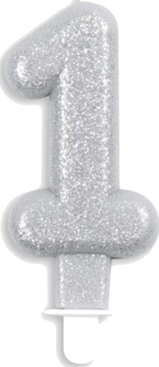 Kakelys Tall Glitter Sølv Tallet 1
