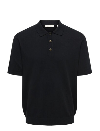 ONLY & SONS Onsloui Reg 12 Ss Mel Polo Knit Noos Black XS