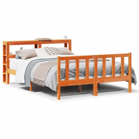 Sengeramme med hodegavl voksbrun 120x200 cm heltre furu 3305778