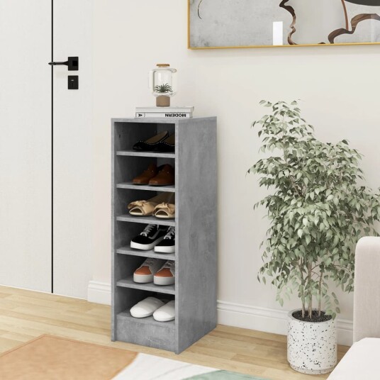 vidaXL Skoskap betonggr? 31,5x35x90 cm sponplate