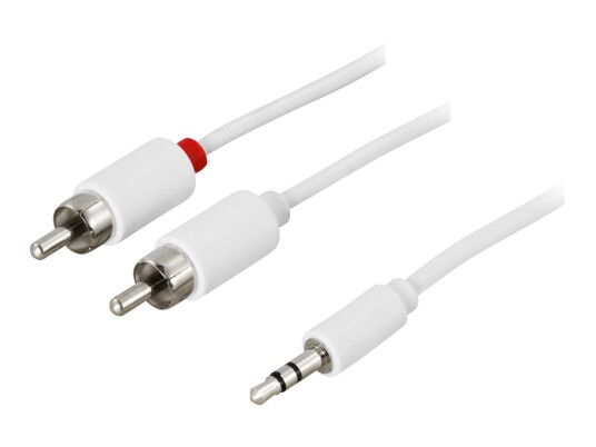 Deltaco 10 m Lydkabel 3.5mm til RCA Hvit