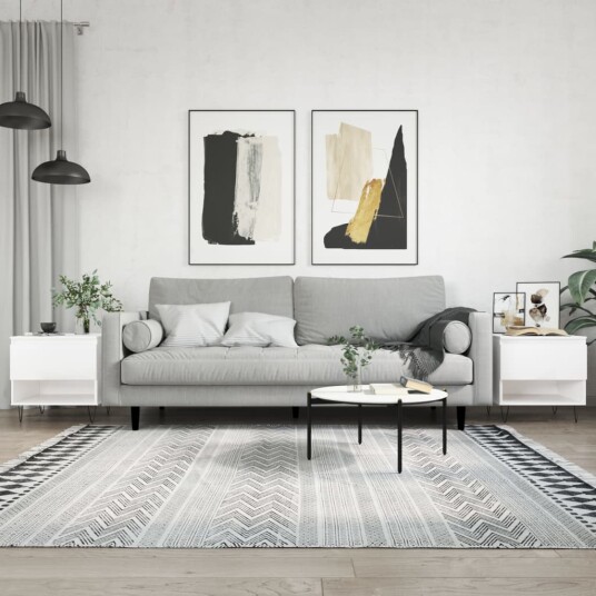 Salongbord 2 stk høyglans hvit 50x46x50 cm konstruert tre 8721012112247
