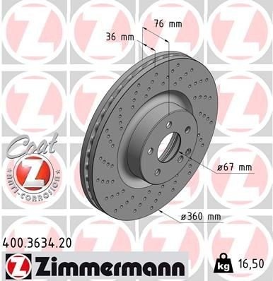 ZIMMERMANN 400.3634.20 Bremseskive