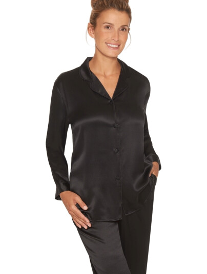 Lady Avenue Pure Silk Pyjamas , Black-L L Lady Avenue Pure Silk Pyjamas , Black-L L