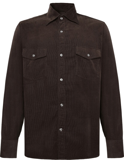 Oscar Jacobson Straight Fit Spread Baby Cord Brown S