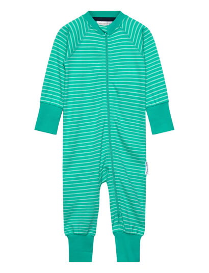 Geggamoja Pyjamas Two Way Zipper Navy Beige Stripe Green 98/104