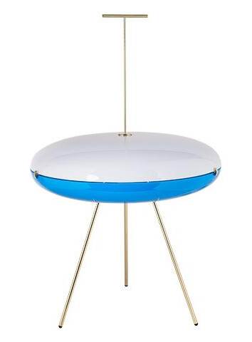 TATO Luna Horisontal Gulvlampe Messing & Hvit/Blå
