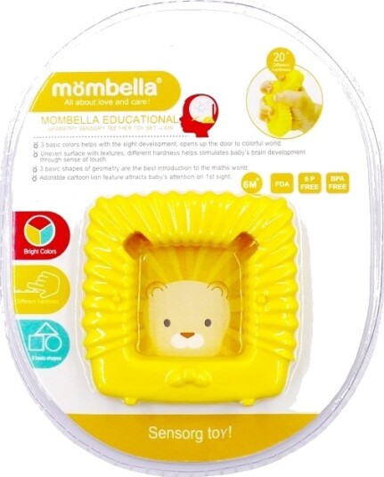Mombella Geometric Biteleke Geometry Sensory Lion Teether Yellow