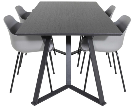 Venture Design Marina & Comfort spisegruppe Svart/grå 4 st stoler & bord 180 x 90 cm