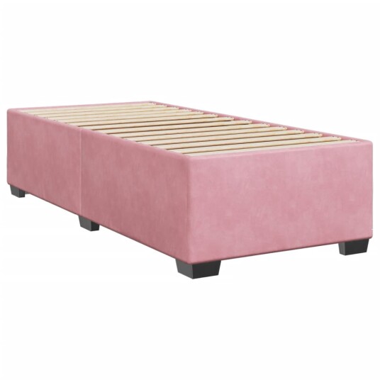Seng med madrass boksfjær rosa 100x200 cm fløyel 8721102711213