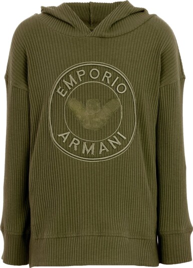 Emporio Armani Hettegenser Rib Bille m. Logo Emporio Armani 8 år 128 Hettegenser Grønn