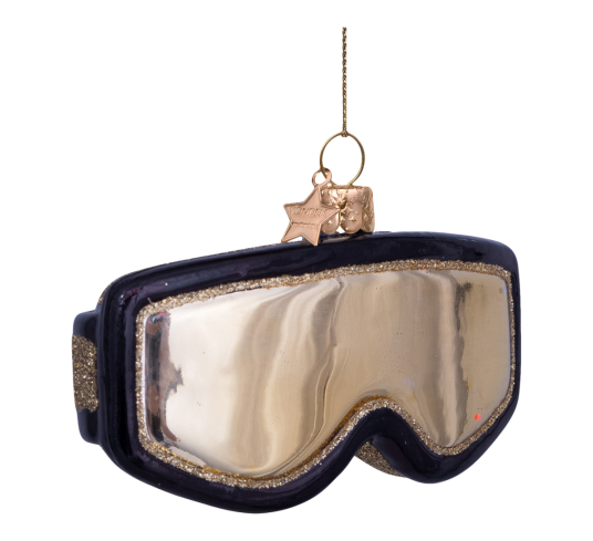 Vondels Glassornament skibriller sort gull 5 cm Vondels Glassornament skibriller sort gull 5 cm