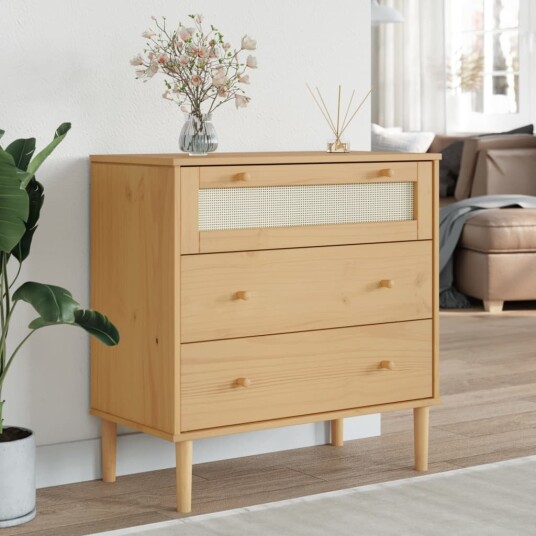 Kommode SENJA rotting-utseende brun 80x40x80 cm heltre furu 8721012134386