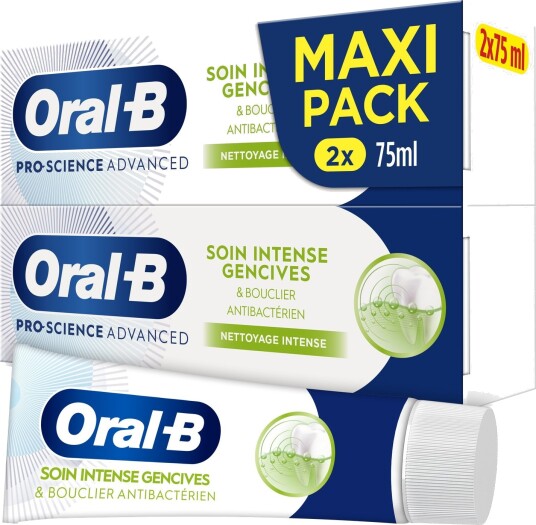 ORAL-B Pro-Science Advanced Tannkrem Intense Gum Care & Antibacterial Shield 2 x 75 ml ORAL-B Pro-Science Advanced Tannkrem Intense Gum Care & Antibacterial Shield 2 x 75 ml