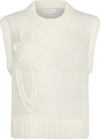 Topshop Tsjosephine Emb. Sl O Neck Vest Cream L