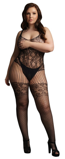 Le Désir Net Catsuit Plus Size      - Svart