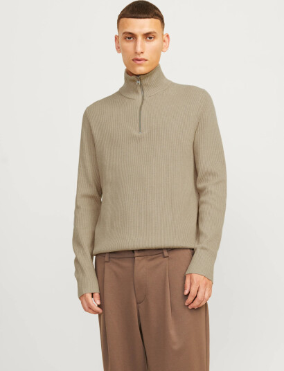 Jack & Jones Jjeperfect Knit Half Zip Sn - Beige - XXL