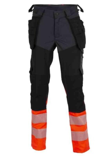 BS Gjøvik 4-V Håndverksbukse, HiVis kl.1 Unisex, Str. C156, Sort/Rød BS Gjøvik 4-V Håndverksbukse, HiVis kl.1 Unisex, Str. C156, Sort/Rød
