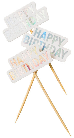 Design House Kakedekorasjon Happy Birthday Skimrende - 10-pakning