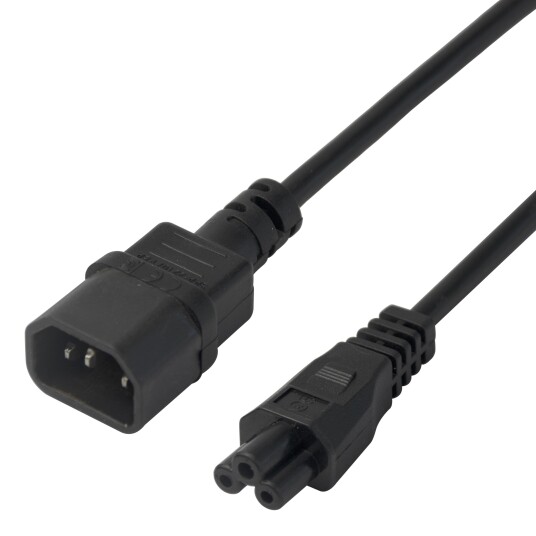 Deltaco Power cable IEC C14 - IEC C5, 0,5m, black