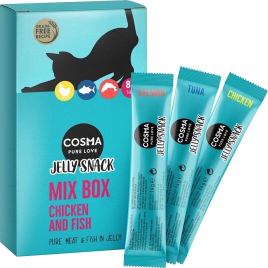 Cosma Jelly Snack Mix 1 Tunfisk Kylling Laks 8 X 14 G