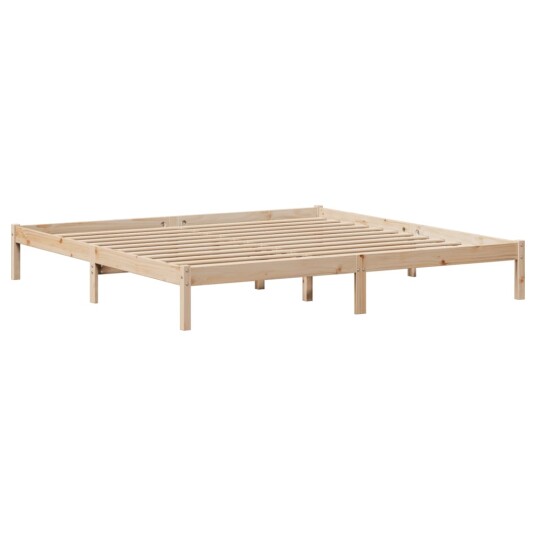 Seng med bokhylle uten madrass 180x200 cm heltre furu 8721158603807