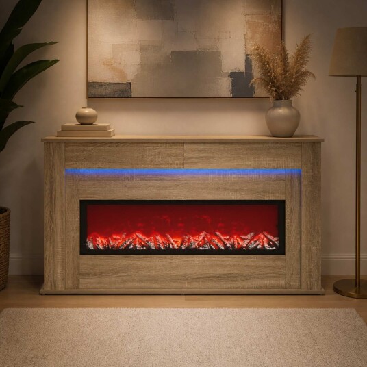 vidaXL Peis med LED stripe Sonoma 130 x 20 x 69,5 cm Konstruert tre