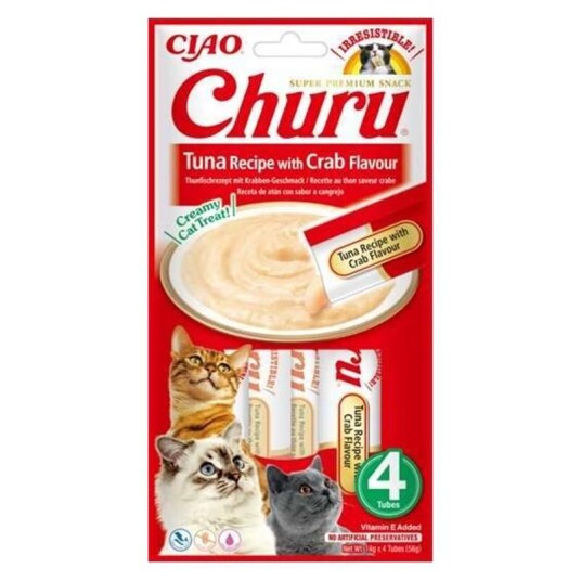 Churu Creamy Kattesnacks Tunfisk med Krabbe 4 x 14 g